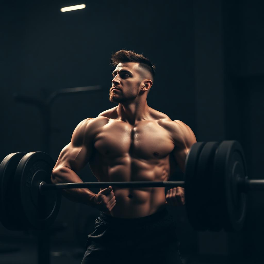 Hombre realizando entrenamiento de musculación con barra